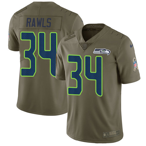 Nike Seahawks #34 Thomas Rawls Olive Men's Stitched NFL Limited Salute to Service Jersey